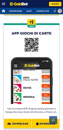 goldbet app giochi di carte